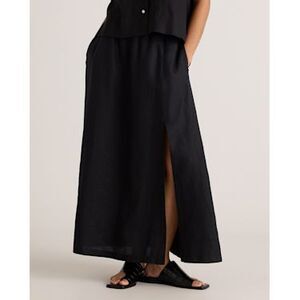 Quince Black Linen Maxi Skirt